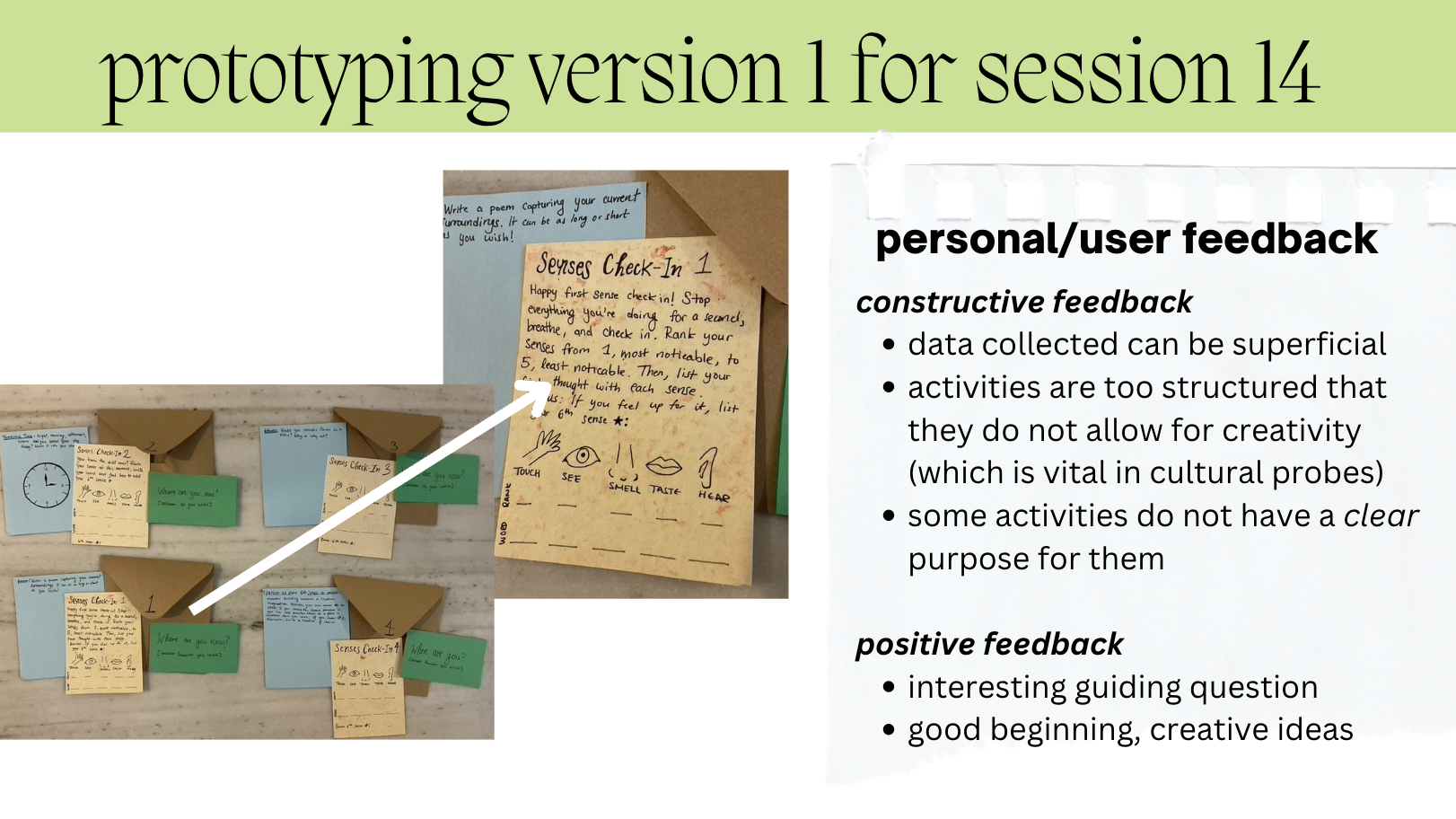 First prototype of the cultural probe kit