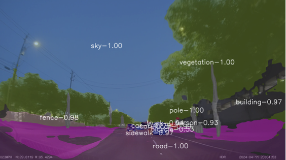 Panoptic segmentation of a Houston street scene with labeled infrastructure