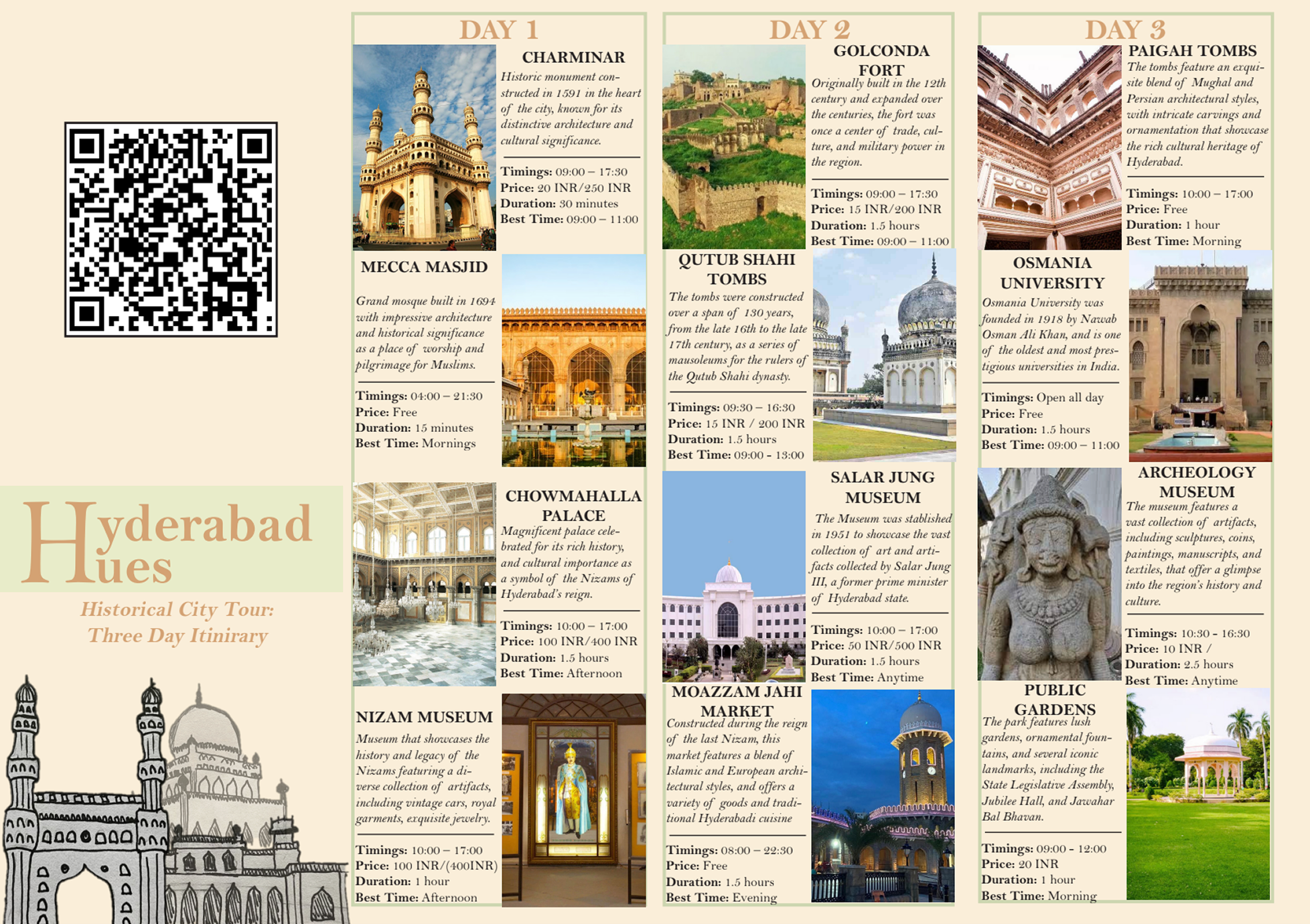Digital draft of the Hyderabad Hues tourism brochure