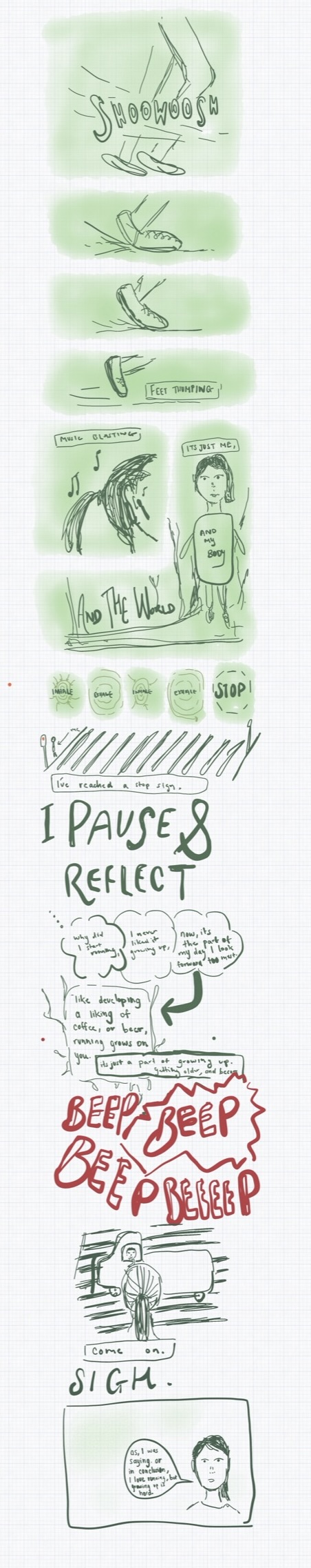 What it's like to run — sequential illustrated comic